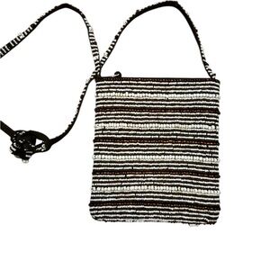 Stylish Black and White Beaded Shoulder Bag